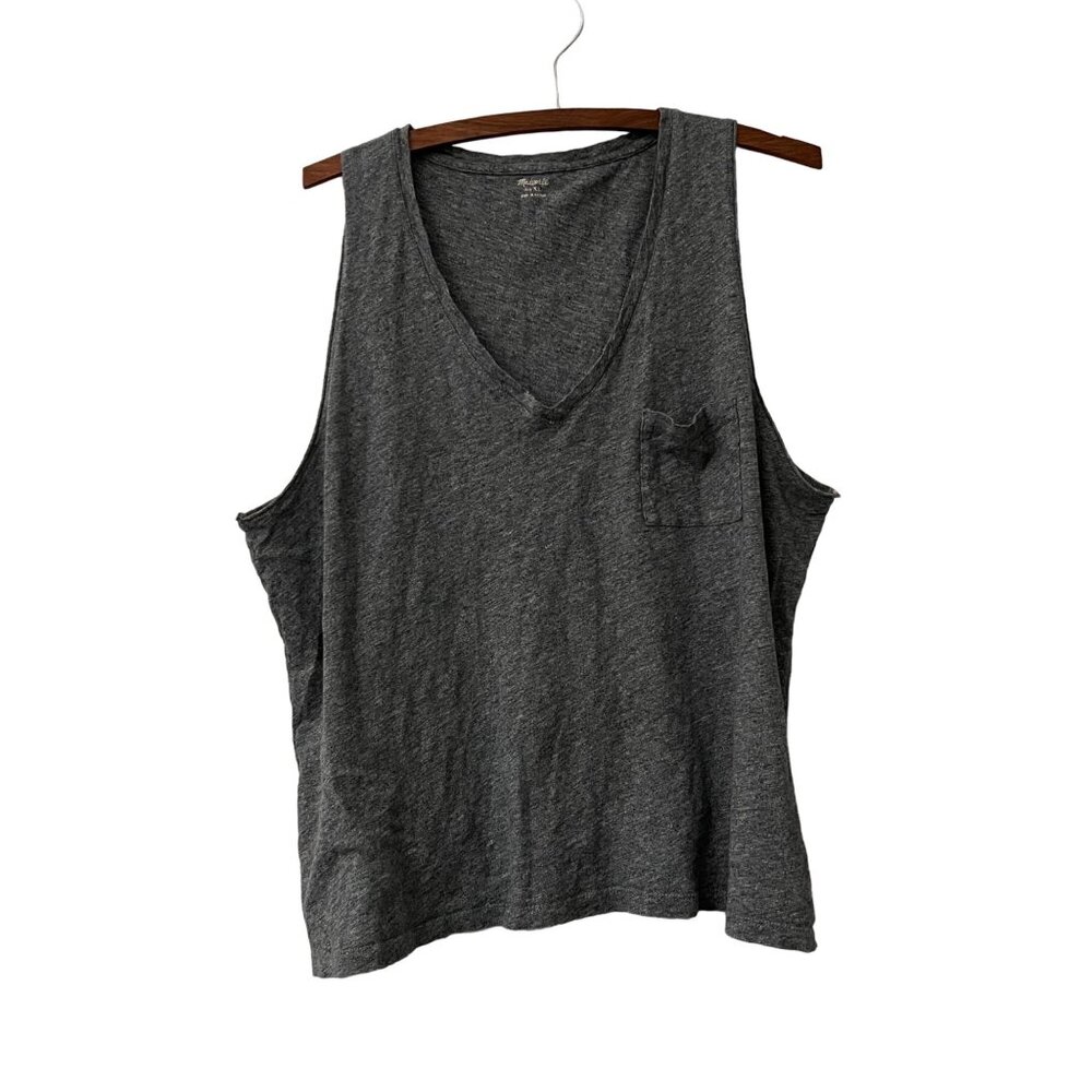 Madewell Womens Heather Gray Vneck Sleeveless Tank Top Size XLarge